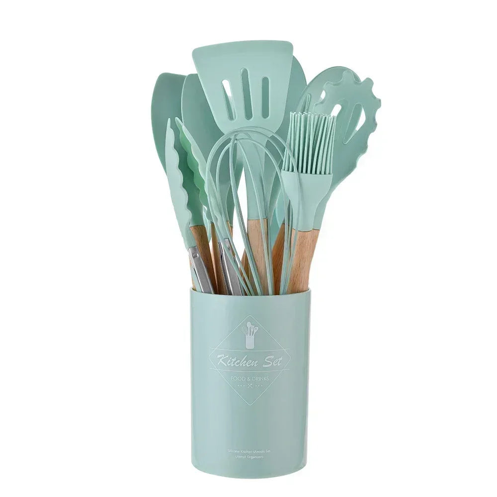 12PC Set Food Grade Silicone Kitchen Cookware Utensils