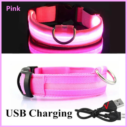3 Modes LED Dog Collar - USB Rechargeable Glow Collar for Dogs & Cats with Detachable Night Safety Light