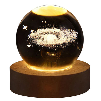 3D Crystal Lamp with Galactic Projection – USB Night Light