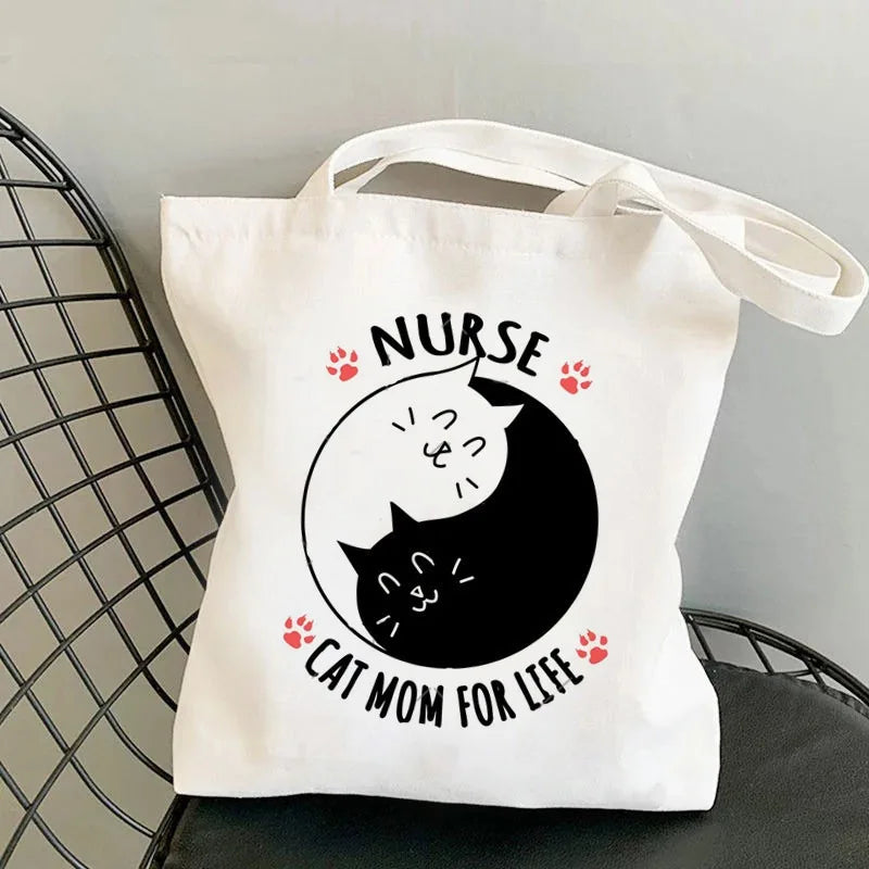 Nursing Essentials Women Shoulder Bag Harajuku Resuable Shopping Bags Lady Canvas Tote Handbag Eco Large Capacity Girls Handbags