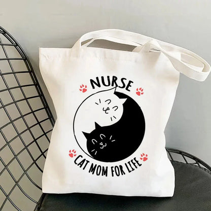 Nursing Essentials Women Shoulder Bag Harajuku Resuable Shopping Bags Lady Canvas Tote Handbag Eco Large Capacity Girls Handbags
