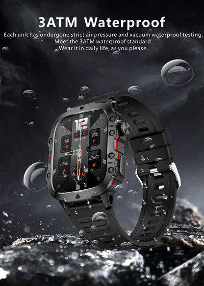 Rugged Outdoor Military Smartwatch for Men with GPS & Health Tracker