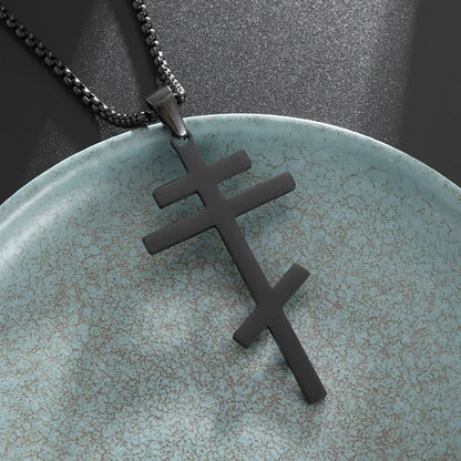 Men's Titanium Steel Stylish Trinity Cross Necklace