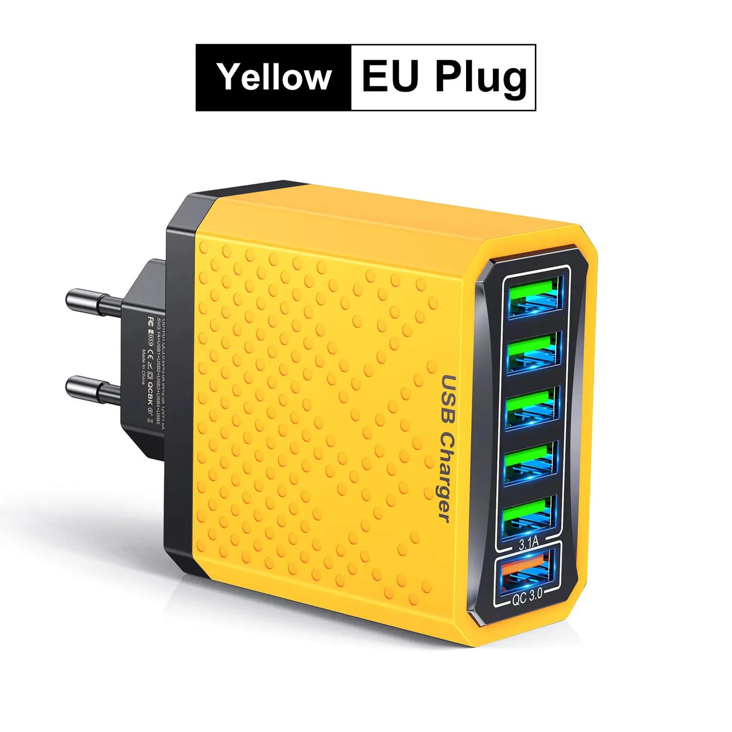 USLION 6-in-1 USB Charger QC3.0 with Fast Charge Protocols