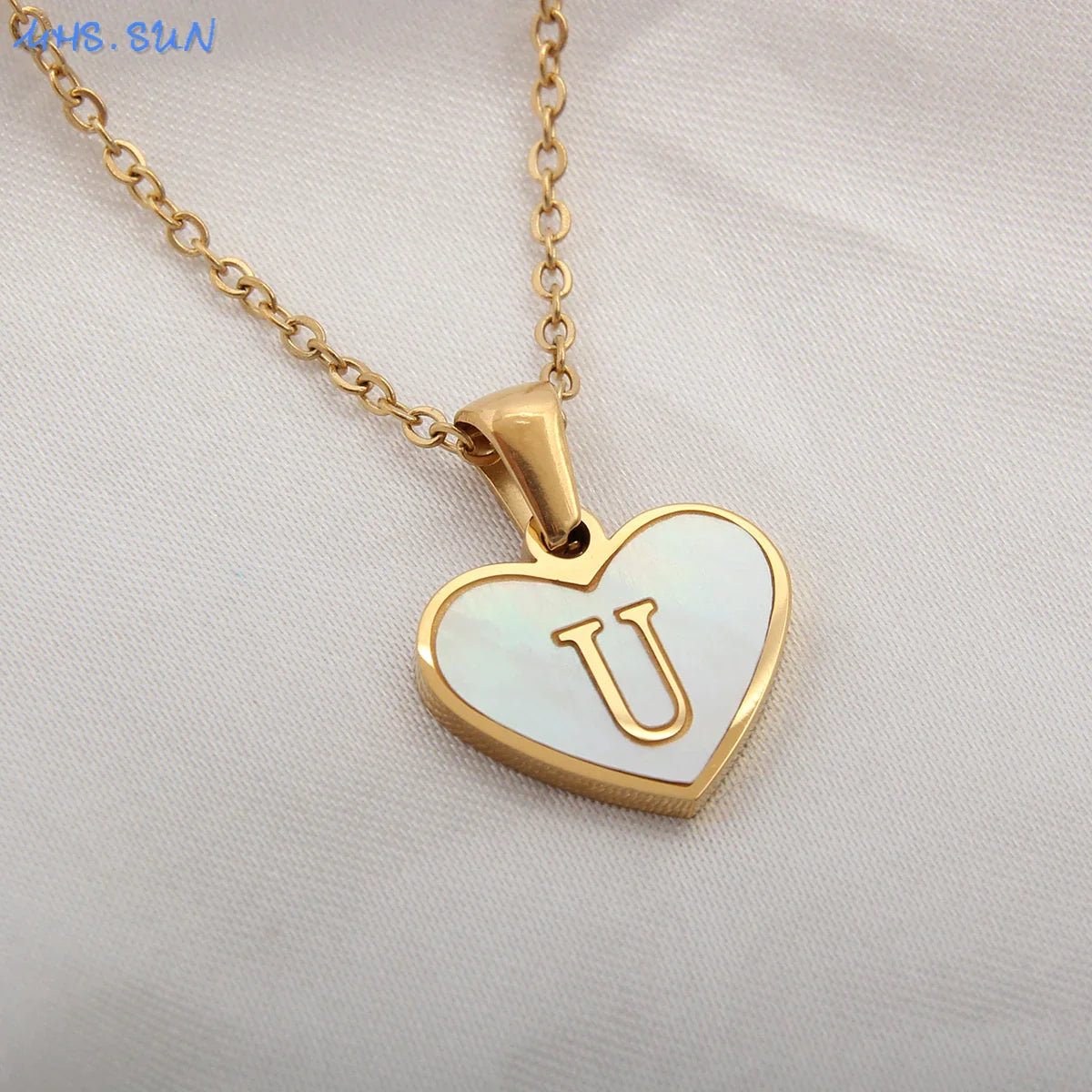 Heart Shell Initial Necklace