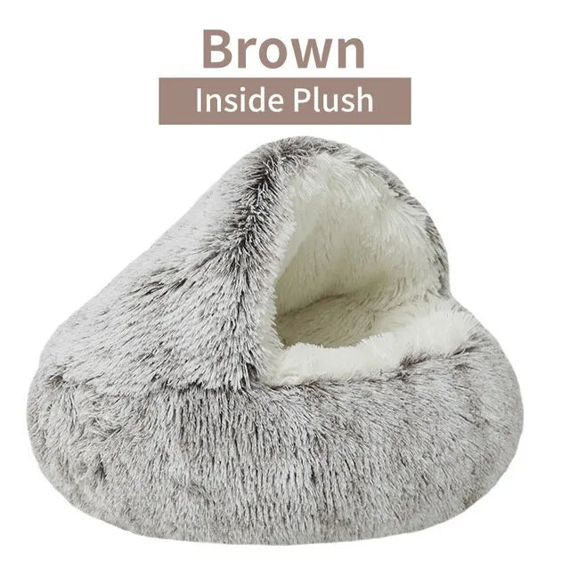 Soft Plush Round Cat Bed Pet Mattress Warm Comfortable Basket Cat Dog 2 in 1 Sleeping Bag Nest for Small Dogs