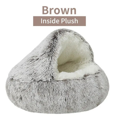 Soft Plush Round Cat Bed Pet Mattress Warm Comfortable Basket Cat Dog 2 in 1 Sleeping Bag Nest for Small Dogs