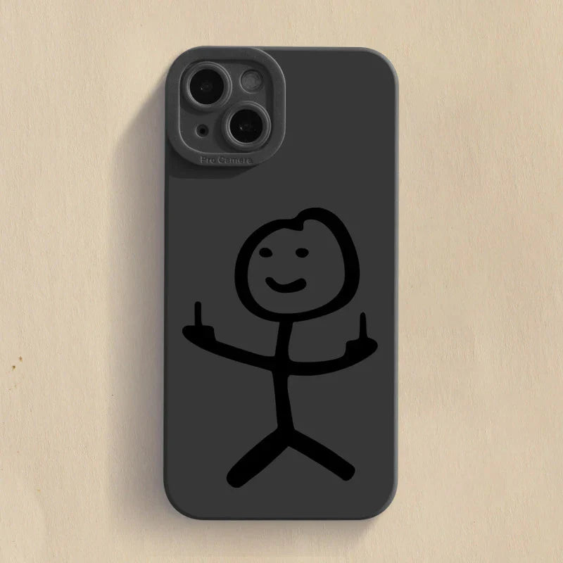 Cute Cartoon Matchman Matte Silicone Phone Case For iPhone 16 11 12 13 14 15 Pro Max XR XS X 7 8 Plus SE 2020 Soft Back Cover