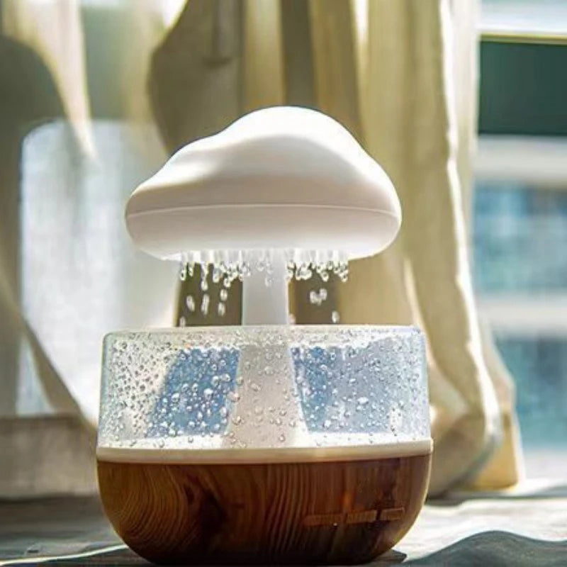 Rain Cloud Humidifier with Colorful Mushroom Cloud Raindrop Atmosphere Lamp