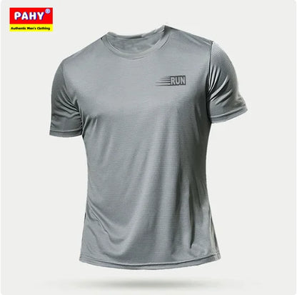 Men's Letter Print Round Neck Cotton Shirt for Bodybuilding, Running, Workout, and Fitness
