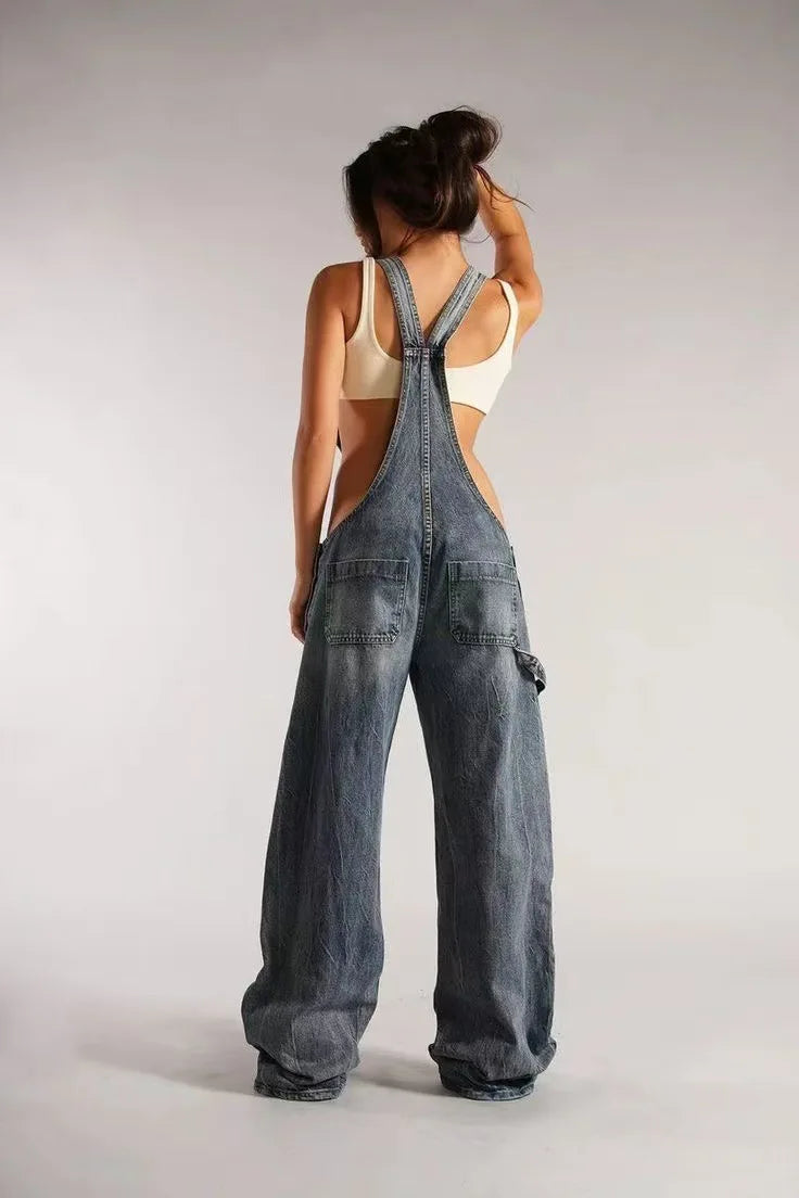 Women's Street Style Low Waisted Wide Leg Backpack Pants