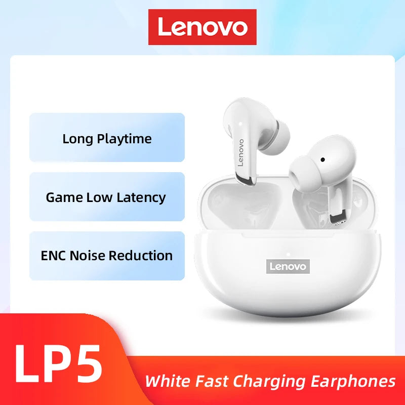 Lenovo LP5 Wireless Bluetooth Earbuds HiFi Music Earphones Headphones Sports Waterproof Headset With Mic Earbuds New