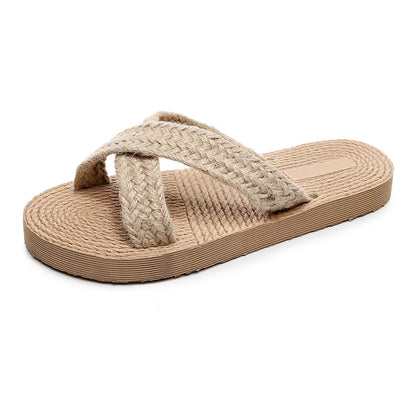 Women's fashion trend linen belt with anti slip and wear-resistant soft bottom and flat bottom