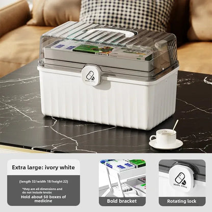 Large Capacity Portable Medical Box Home Use Outdoor Emergency Kit Family Health Care Box Medicine Storage Box