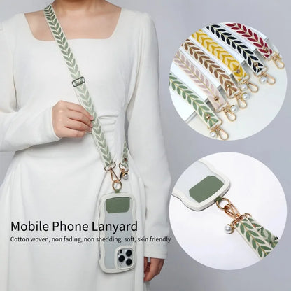 Universal Adjustable Mobile Phone Lanyard for Women Crossbody Single Shoulder Neck Strap Pearl Pendant Hanging Anti Loss Rope