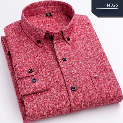Retro Casual Brushed Cotton Plaid Enzyme Wash Embroidered Shirt