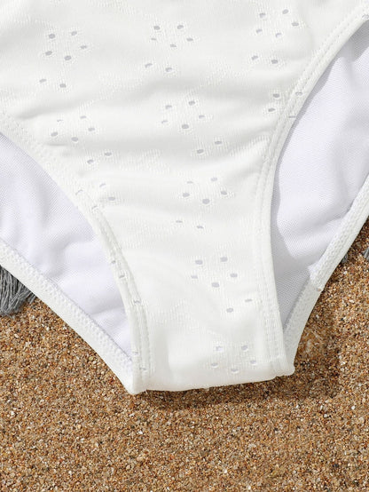 Girls 3pack White Bikini Sets with Skirts High Waist Swimwear
