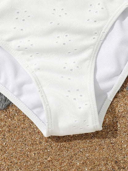 Girls 3pack White Bikini Sets with Skirts High Waist Swimwear