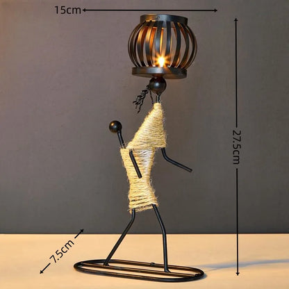 Nordic Metal Candlestick Abstract Character Sculpture Candle Holder Decors Handmade