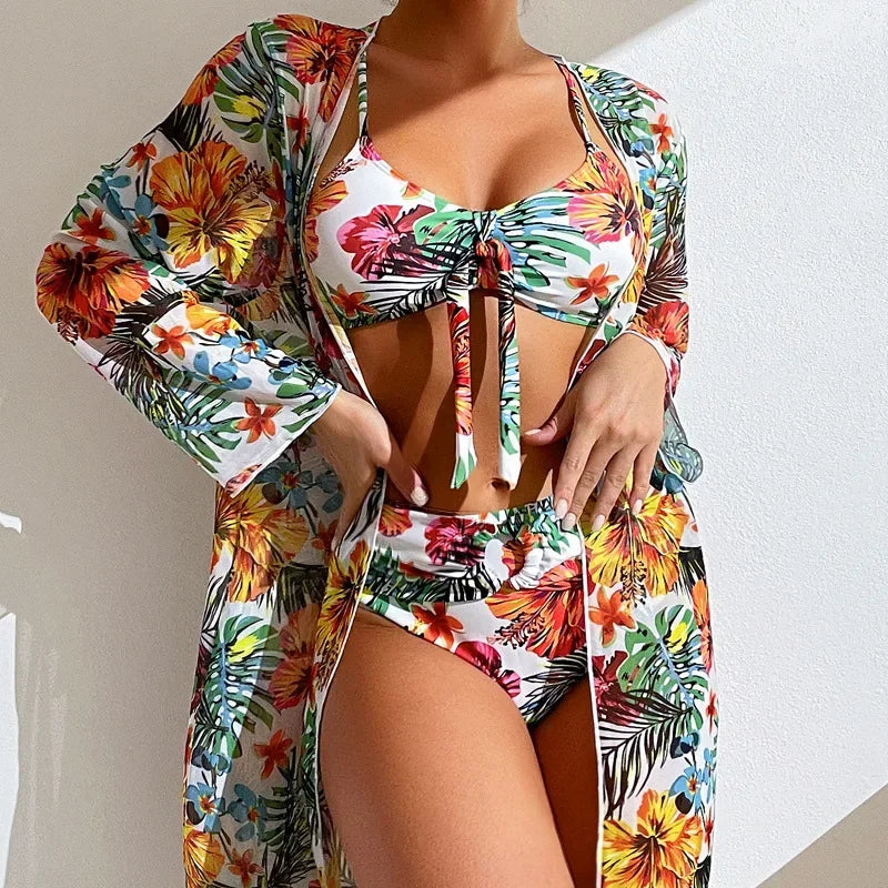Swimwear Long Sleeved Blouse Three Piece Suit
