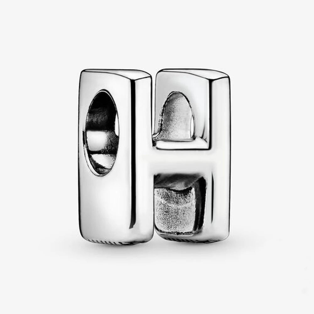 Authentic 925 Silver Plated 26 Letters A-Z Alphabet Bead Charm Fit Pan Bracelet Woman Handbag Holder