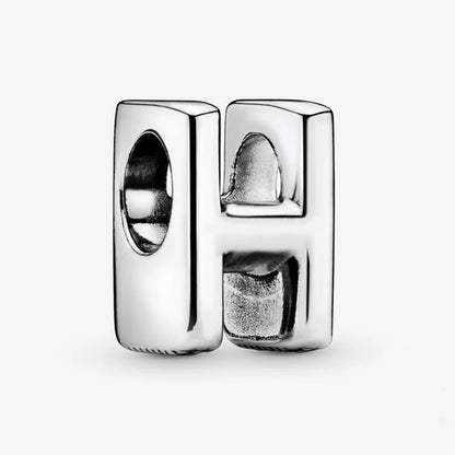 Authentic 925 Silver Plated 26 Letters A-Z Alphabet Bead Charm Fit Pan Bracelet Woman Handbag Holder