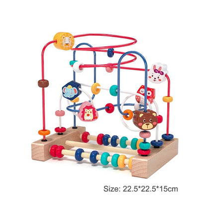 Montessori Wooden Roller Coaster Bead Maze for Toddlers