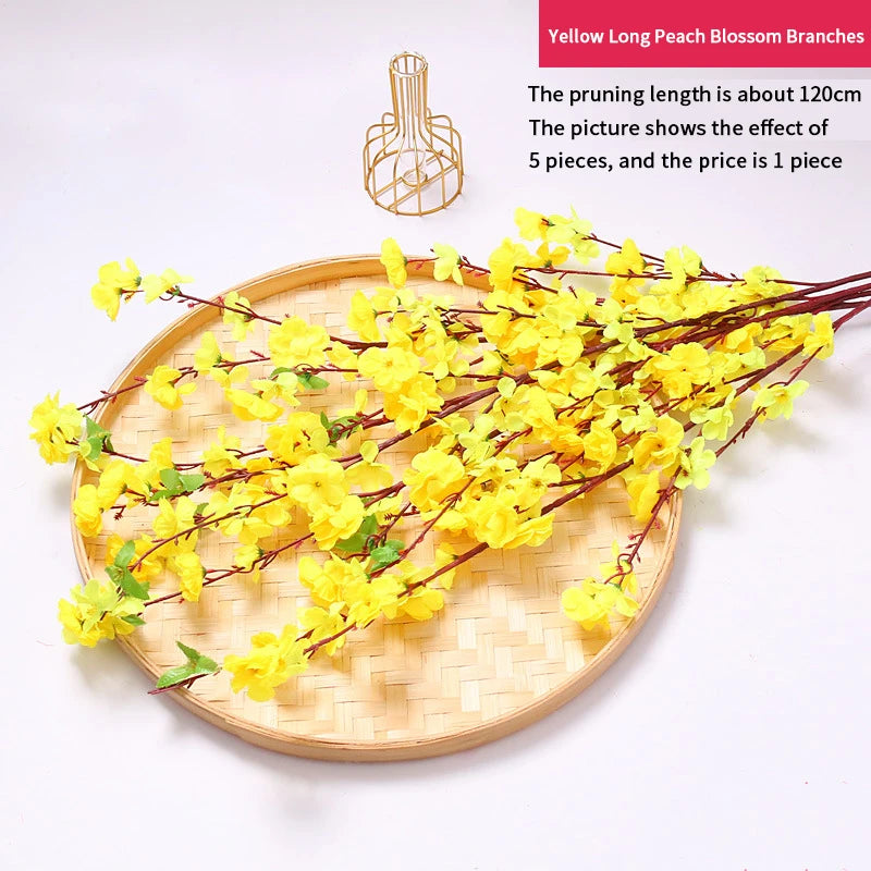 1/3/5pcs Artificial Peach Blossom Branch Spring Plum Cherry Blossom Silk Flower Tree Decoration Home Wedding DIY Decoration