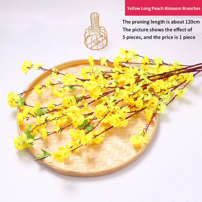 1/3/5pcs Artificial Peach Blossom Branch Spring Plum Cherry Blossom Silk Flower Tree Decoration Home Wedding DIY Decoration