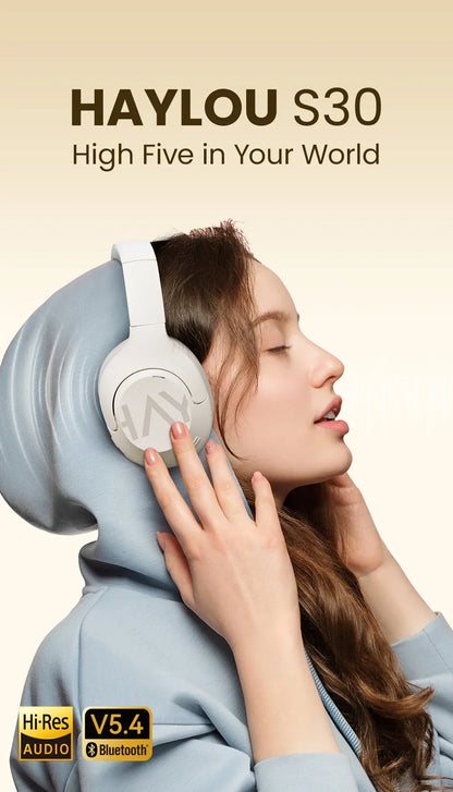 HAYLOU S30 Wireless Bluetooth 5.4 Headphones with 43dB ANC, 40mm Drivers, 80H Playtime
