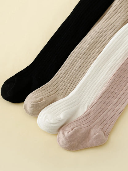 4 Pairs Solid Tights for Toddler Girls