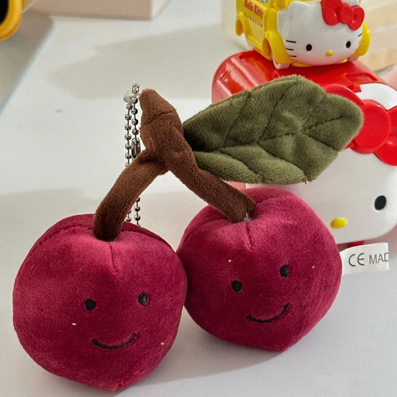Cartoon Plush Cherry Charm Handbag Pendant Keychain For Women's Cherry Cute Bag Ornament Accessories Backpack Decoration Gifts