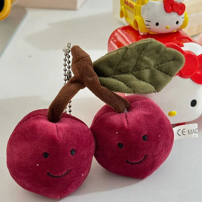Cartoon Plush Cherry Charm Handbag Pendant Keychain For Women's Cherry Cute Bag Ornament Accessories Backpack Decoration Gifts