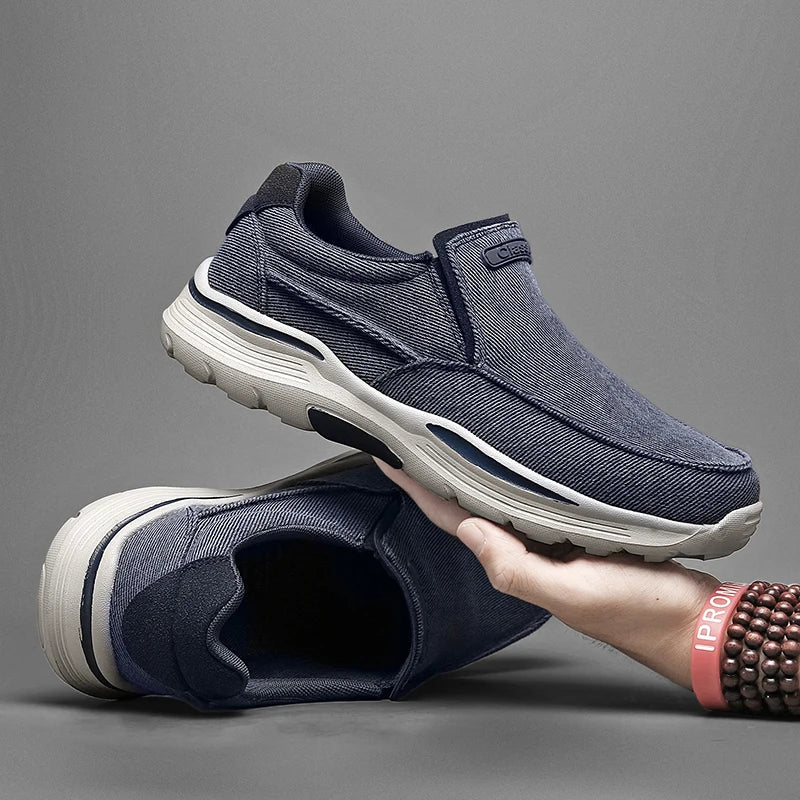 saferido Soothing Breathable Men Sneakers Canvas Shoes Outdoor Thick Sole Massage Platform Shoes Walkking Comfty Slip On Men Loafers