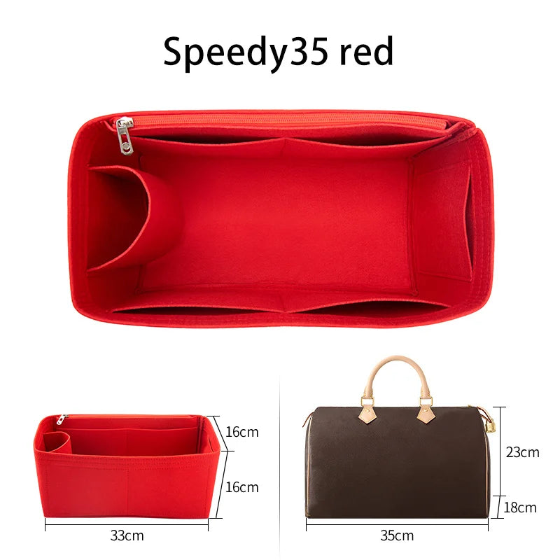 WUTA Felt Insert Bag Organizer For LV Speedy 20 25 30 35 Flap Handbag Inner Bag Makeup Travel Purse Storage Tote Bag Accessories