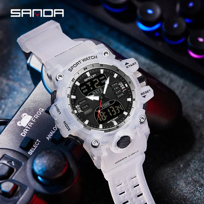 LED Digital Men Watch with Double Display and Quartz Movement
