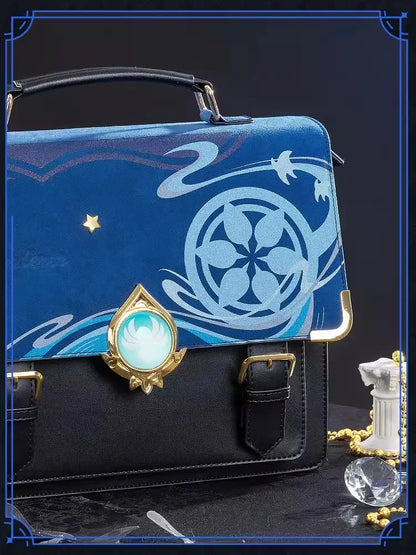 Genshin Impact Cosplay JK Student Backpack Wanderer PU Handbag Tartaglia Shoulder Bag Anime Game Vision Accessories Tote Gift