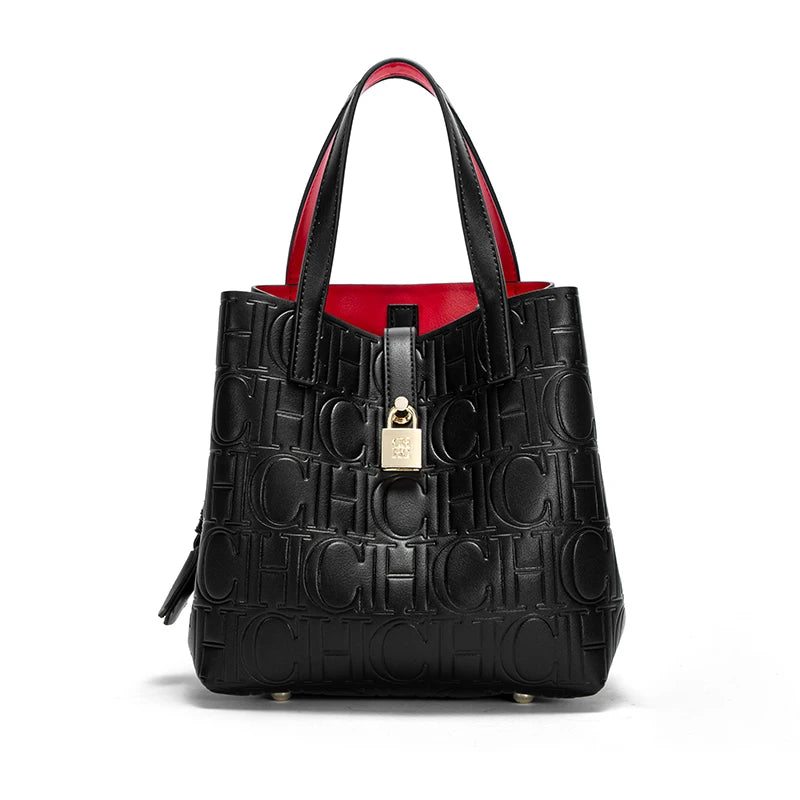 Classic Style Fashion Retro Craft New 2024 Women's Handbag Letter Printed Metal Accessories Large Capacity Solid Color