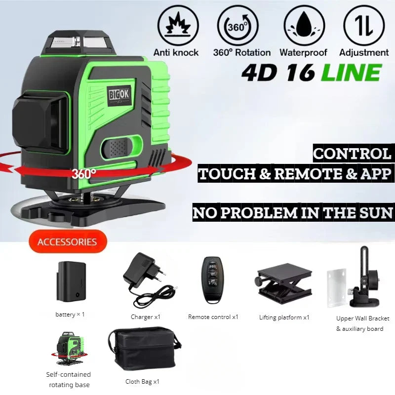 tripod/nivel a laser 16 Lines Laser profesional Level green line Self-leveling 360 autonivelant