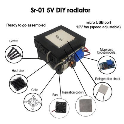 SR-01 5V DIY Mobile Phone Radiator Cooler Semiconductor Refrigeration Sheet Silent Tablet Cooling Artifact