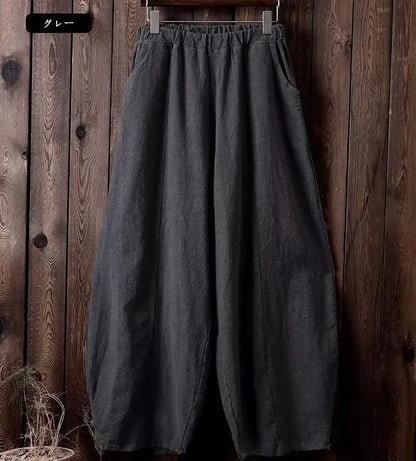 Women's Vintage Cotton Linen Wide Leg Bloomers