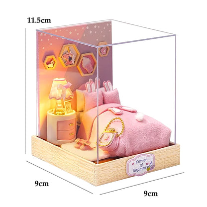 Wooden Miniature Doll House DIY Small House Kit  Assembled DollHouses Building Model 3D Puzzle Toy With Furniture Adults Gifts