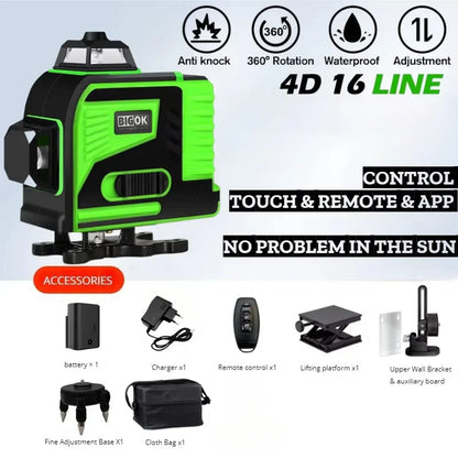 tripod/nivel a laser 16 Lines Laser profesional Level green line Self-leveling 360 autonivelant