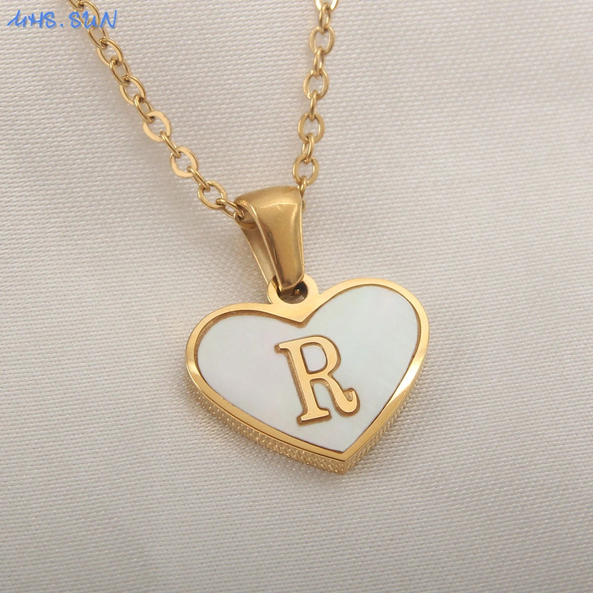 Heart Shell Initial Necklace