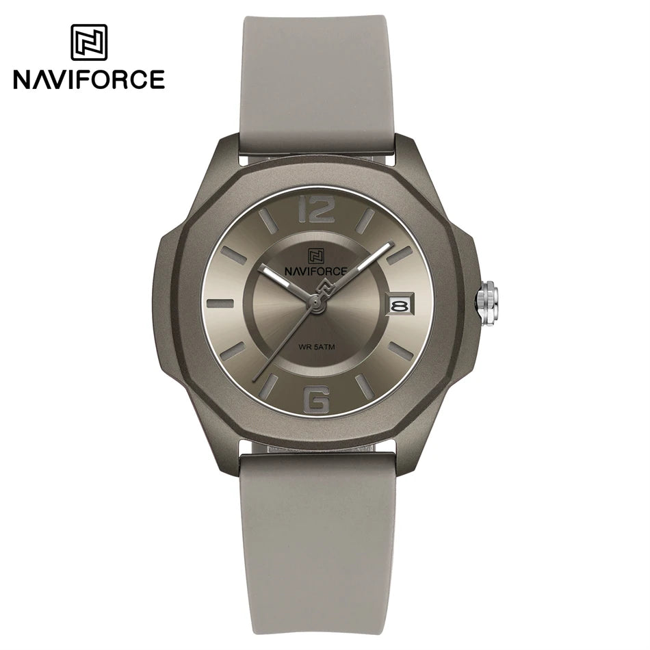 NAVIFORCE Women's Quartz Watches Silicone Strap Wrist Watch Waterproof