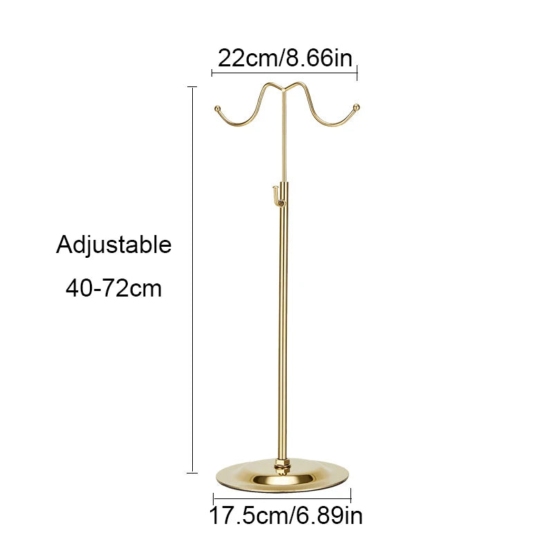 Home Accessories Display Props Stainless Steel Adjustable Polished Gold And Silver Hanging Bag Handbag Purse Stand