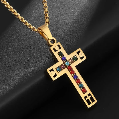 Men's Titanium Steel Stylish Trinity Cross Necklace