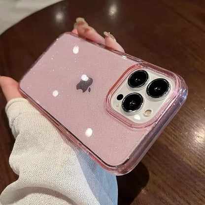 Glitter Shockproof Transparent iPhone Case – Stylish & Durable Protection