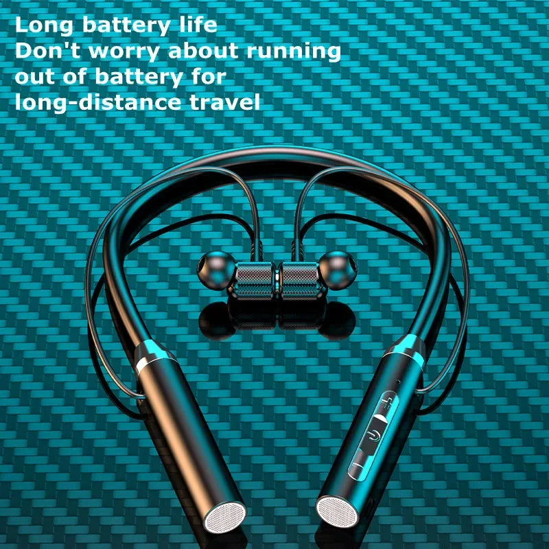 Magnetic Bluetooth Wireless Neckband Earphones with Mic - HiFi Sound
