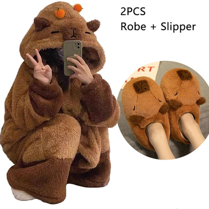Capybara Kigurumi Onesie – Cozy Winter Pajama Costume